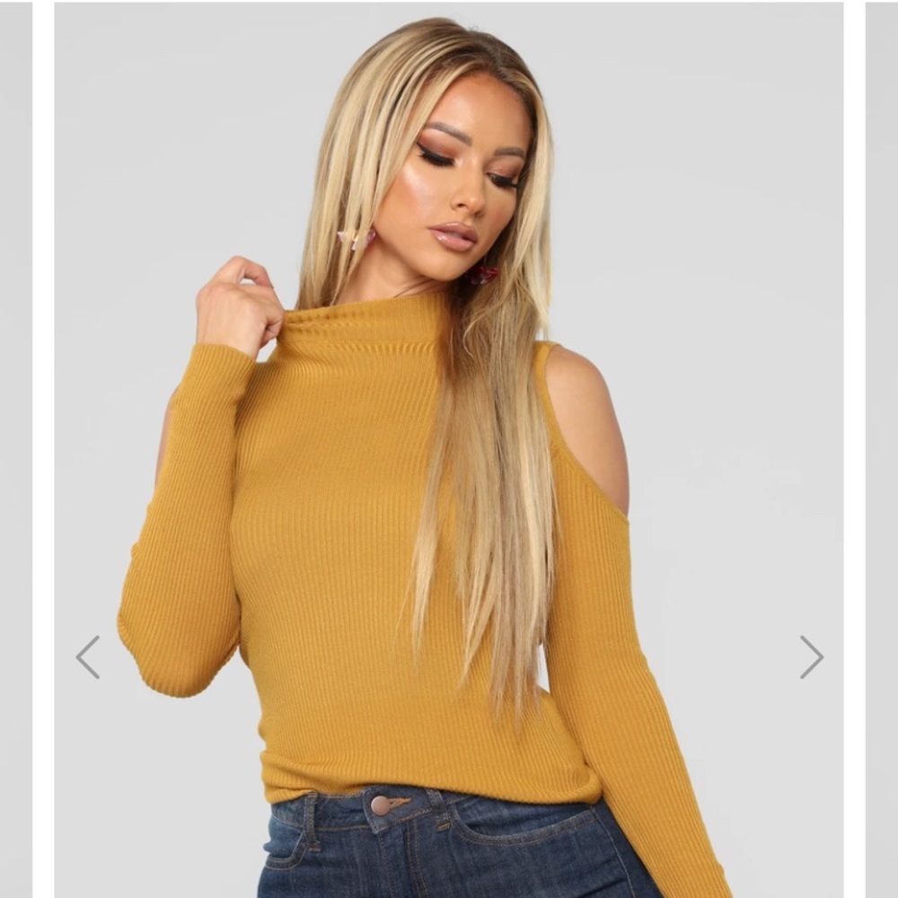 Carolina Cold Shoulder Sweater - Mustard